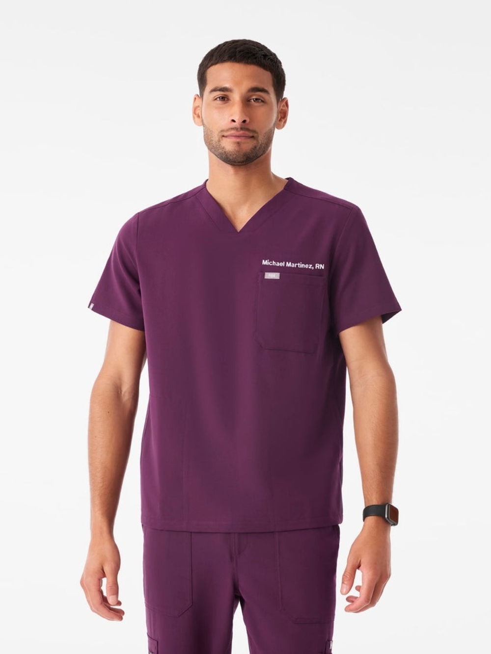 BNWT Figs Deep Purple Mens Chisec 3 Pocket Scrub Top Size XS